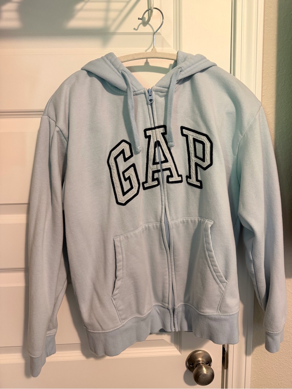 GAP Light Blue Full-Zip Hooded Sweatshirt with Front Pockets